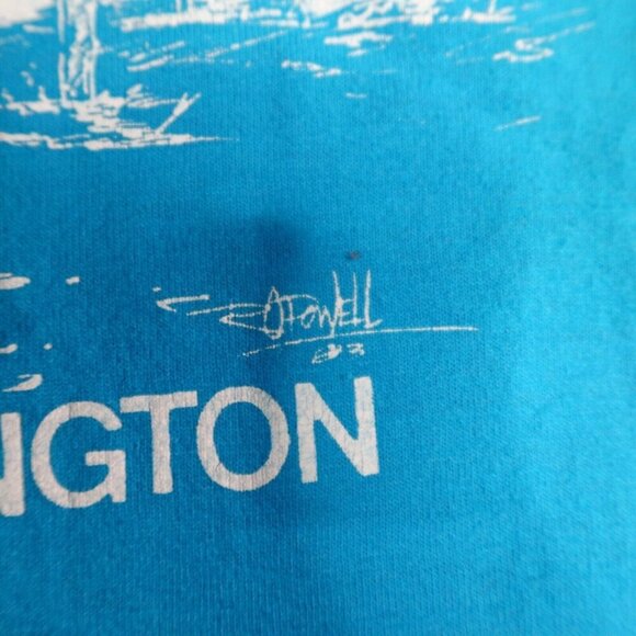 Vintage Susie Saloon Shirt Large Blue Okama Single Stitch - Picture 2 of 7